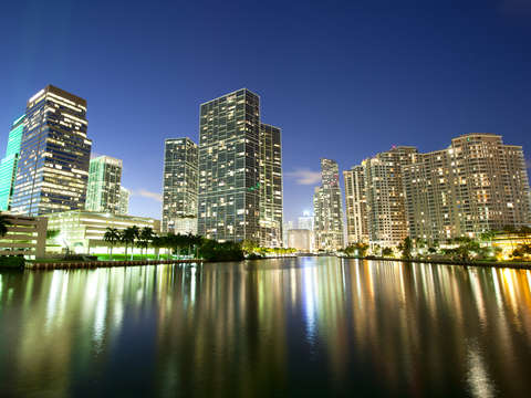 Brickell Key at night