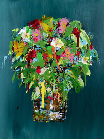 Flowers on teal