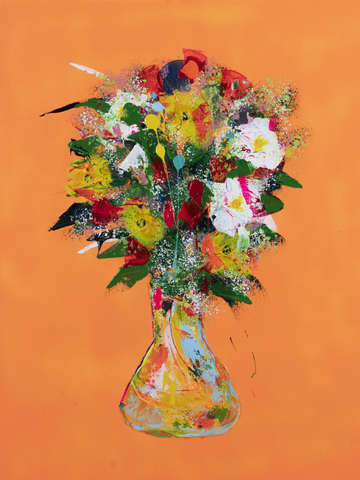 Flowers on orange