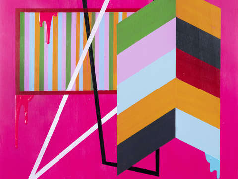 Shape spills on pink