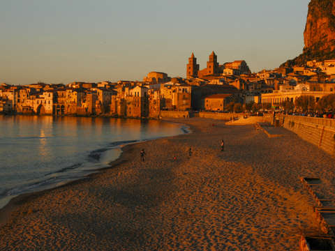 Sunset in cefalu italy