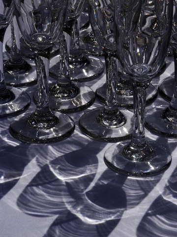 Empty glasses full of reflections
