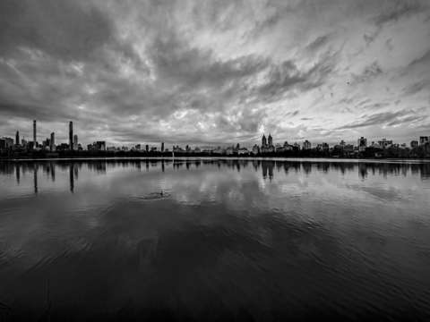 Central park reservoir facing west