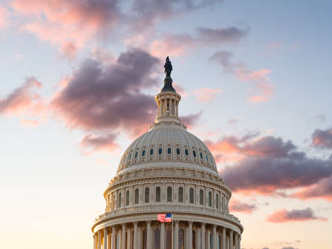 The capitol dome at sunset
