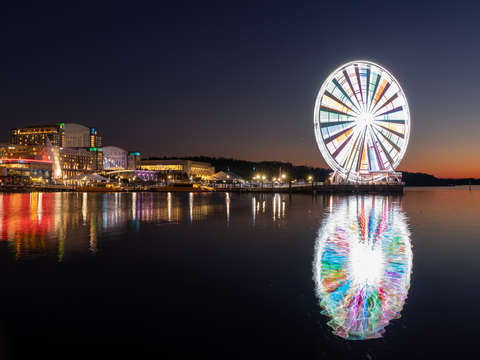 National harbor at dusk