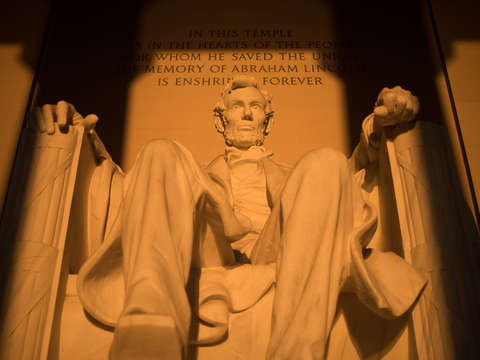 Lincoln memorial in golden sunlight