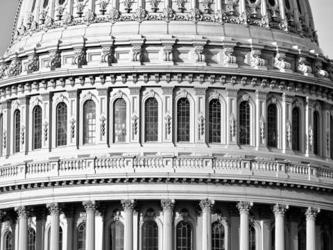 Us capitol dome in black and white