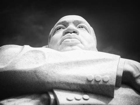 Mlk memorial in black and white
