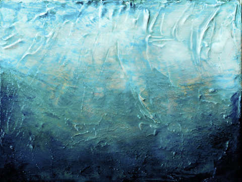 Beneath the veil muted 2 teal blue ocean abstract