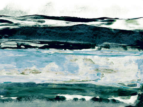 Let it go 3 teal green white abstract ocean waves