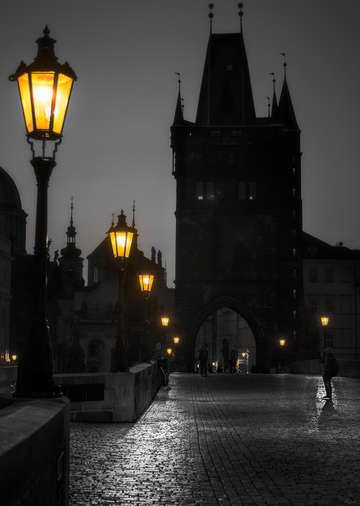 Lamplight on charles bridge
