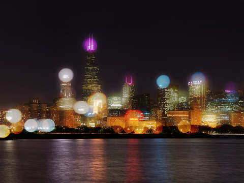 Chicago skyline lights