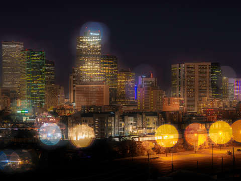 Denver skyline bokeh