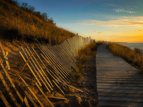 Boardwalk overlook at sunset