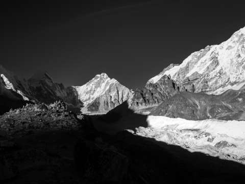 Falling shadows on kumbu glacier