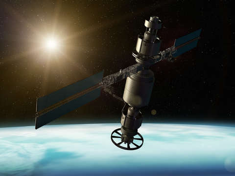 Satellite orbiting the earth 8