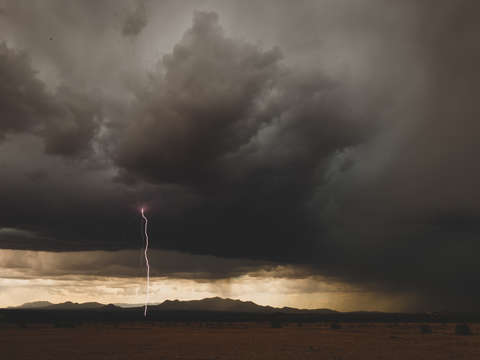 Mountains lightning strike