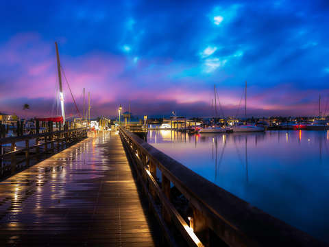Daybreak on naples city dock