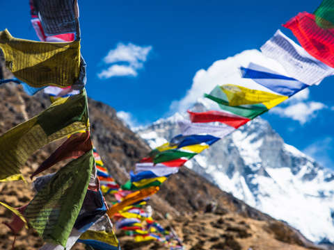 Nepalese prayer flags by everest
