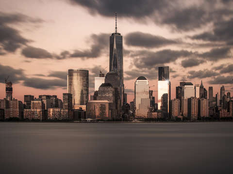 Sunset over manhattan