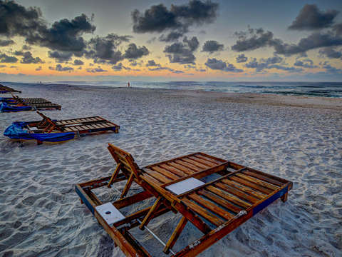 Chairs on the beach at dawn 2
