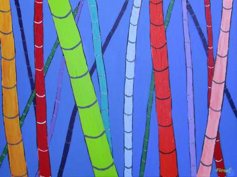 Bamboo on blue