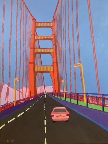 Driving over the golden gate bridge