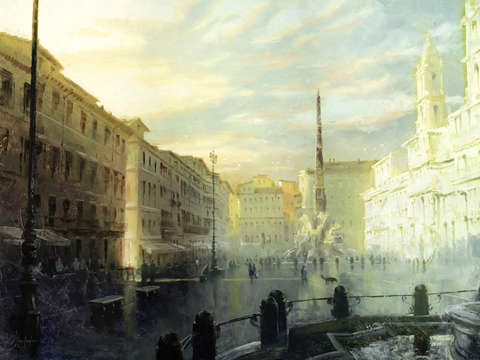 Rome piazza navona at dawn