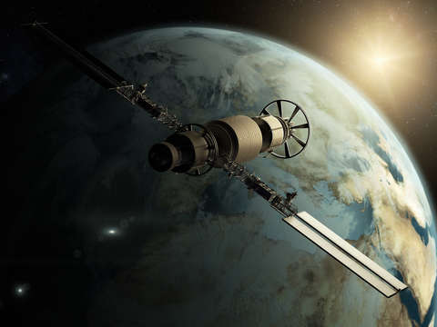 Satellite orbiting the earth 9