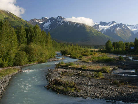 Alaskan river and mountains