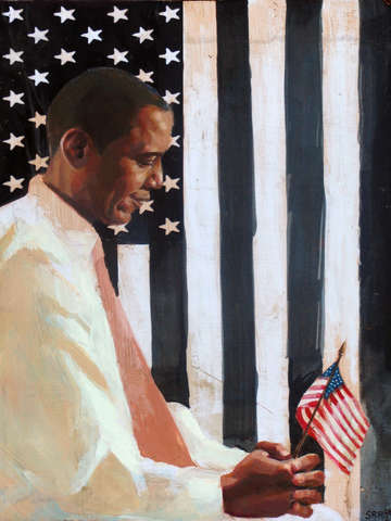 Obama with flag