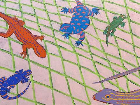 Lizards on the sidewalk