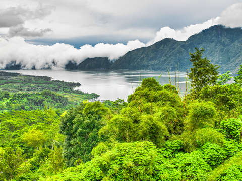 Storm over lake batur