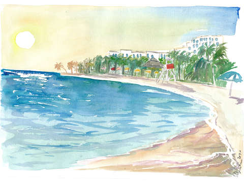 Excursion time at jamaican beach of doctors cave