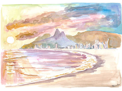 Sunset at praia de ipanema rio de janeiro brazil