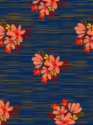 Bronze florals in royal blue