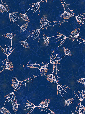 Midnight blue feather florals