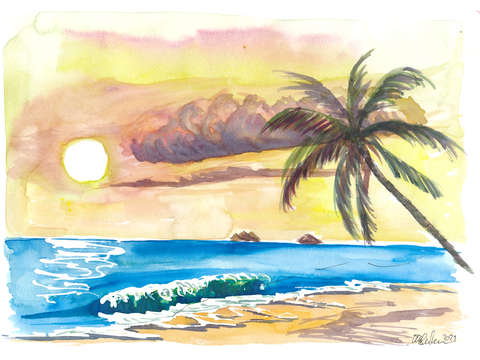 Sunset and dreams at lanikai beach hawaii usa