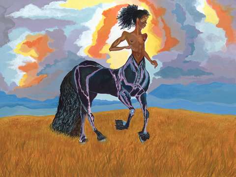 Black centaur at dawn