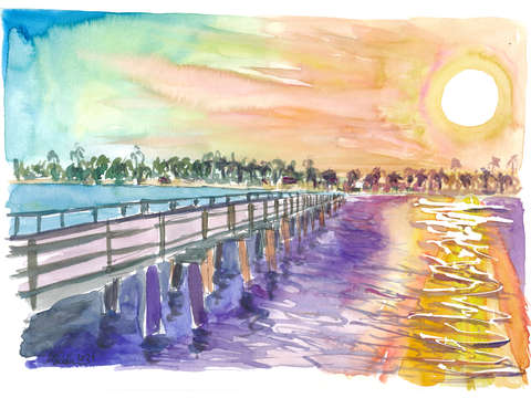 Gorgeous sunset in naples florida on romantic pier