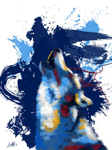 Howling wolf digital illustration