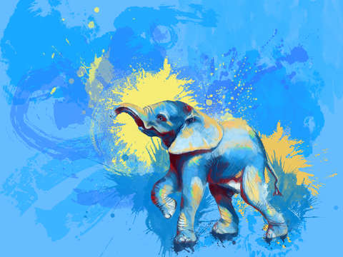 Baby elephant digital illustration