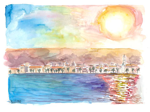 View of split croatia from adriatic sea in the mor