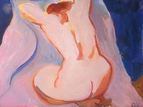 Nude with blue background
