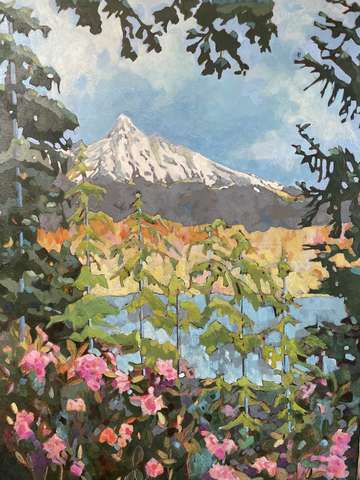 Mt hood and rhododendrons