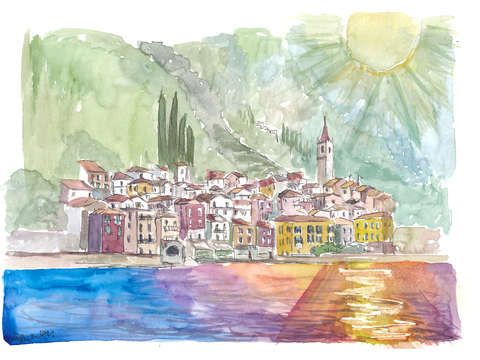 Varenna lake como famous lakefront view