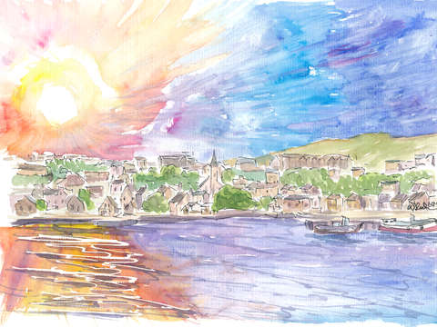 Stromness orkney islands astonishing sun over main