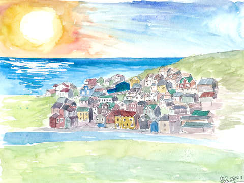 Nolsoy faroe islands scene with sea