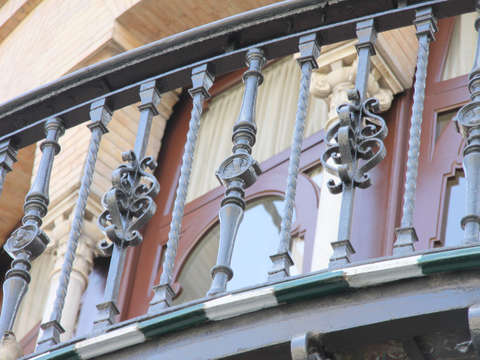 Decorative iron work on balcony