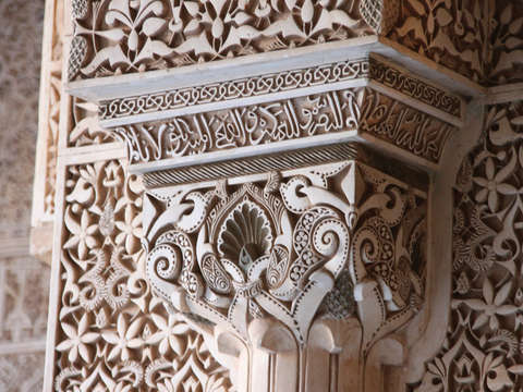 Stone carved capital on alhambra column